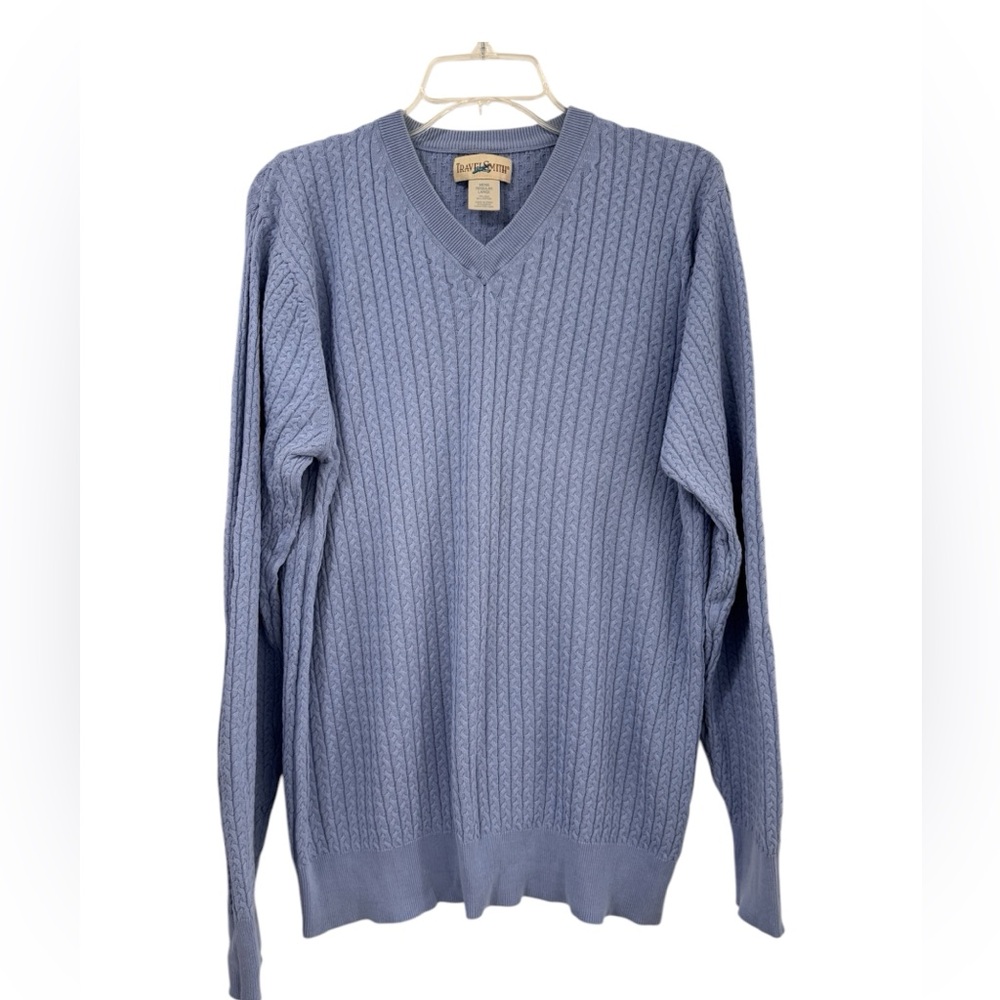 TRAVEL SMITH Classic Fisherman Men Cable Knit Sweater L Cable Jersey